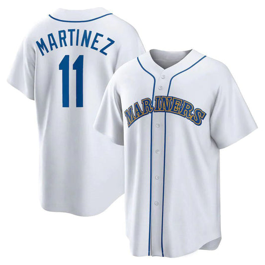 S.Mariners #11 Edgar Martinez Player White Home Cooperstown Collection Replica Baseball Jerseys