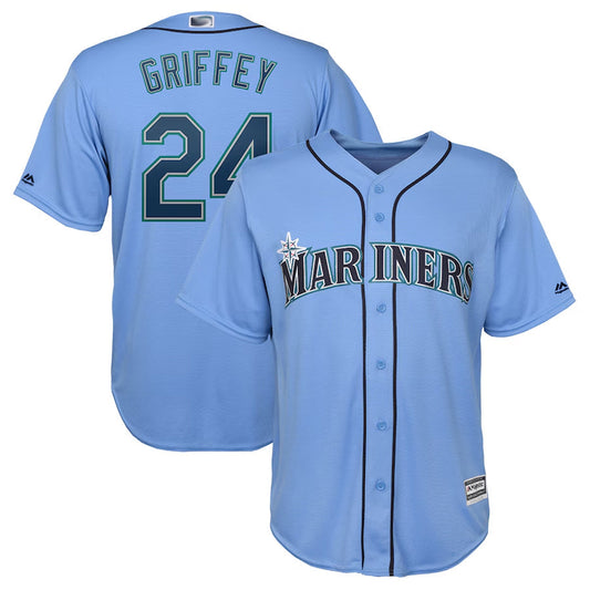 S.Mariners #24 Ken Griffey Jr. Player Light Blue Cool Base Replica Bsseball Jerseys
