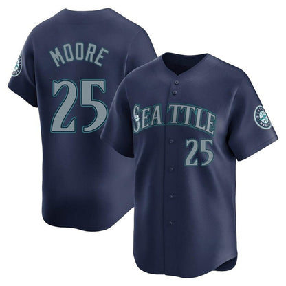 S.Mariners #25 Dylan Moore Player Navy Home Limited Baseball Jerseys