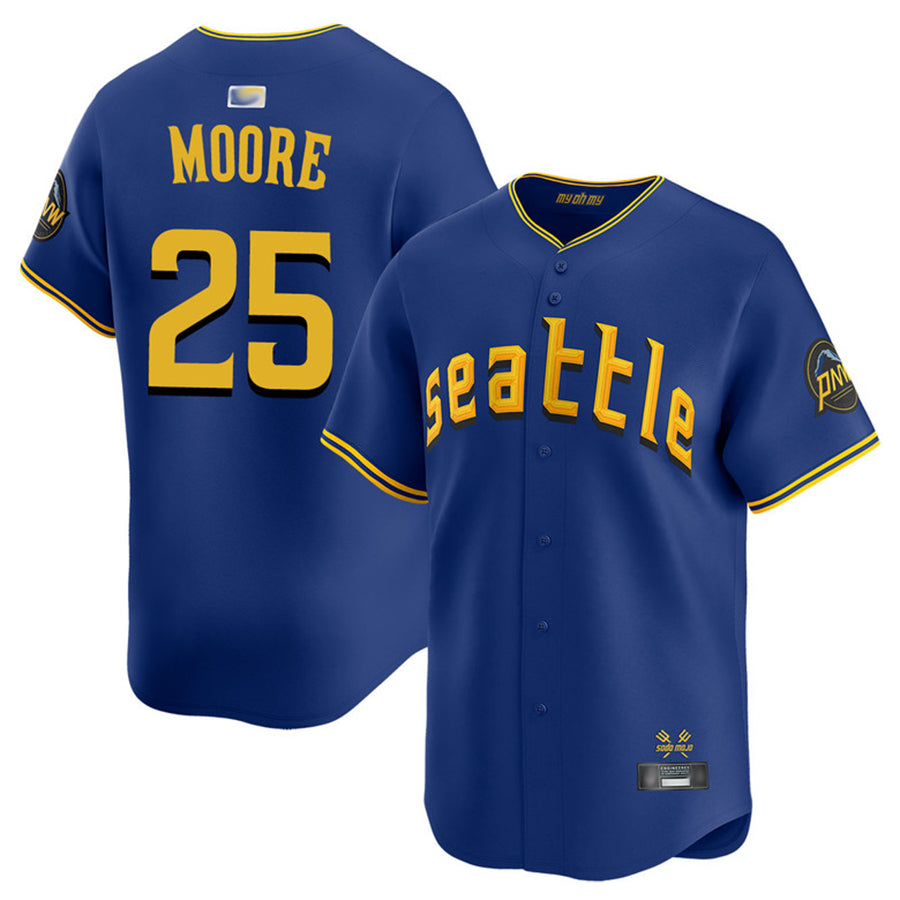 S.Mariners #25 Dylan Moore Player Royal City Connect Limited Baseball Jerseys