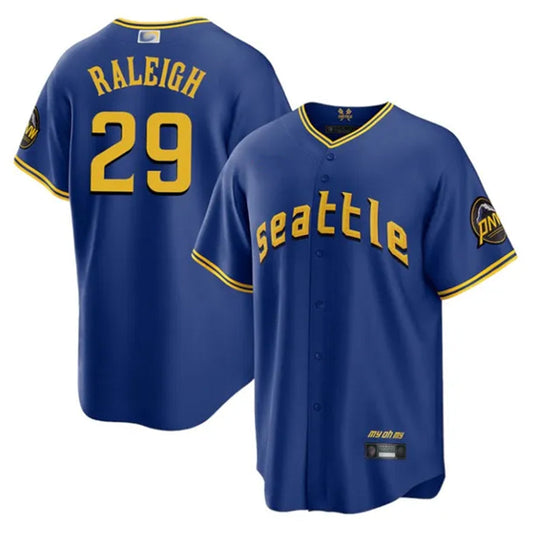 S.Mariners #29 Cal Raleigh Player City Connect Replica Royal Baseball Jerseys