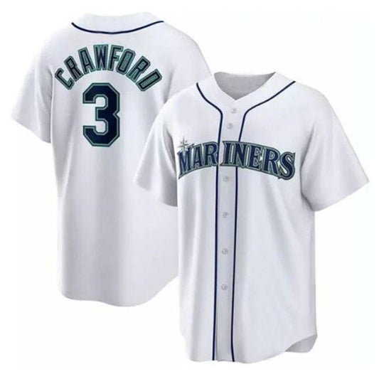 S.Mariners #3 J.P. Crawford Player White Cool Base Home Baseball Jerseys