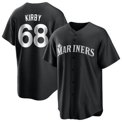 S.Mariners #68 George Kirby Player Black Home Replica Baseball Jerseys