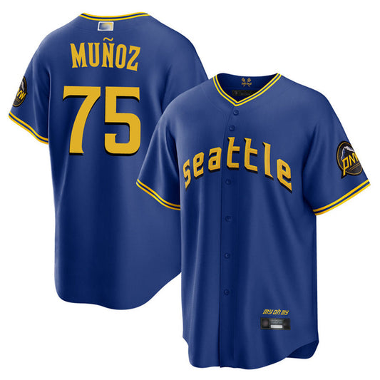 S.Mariners #75 Andres Munoz Player City Connect Replica Royal Baseball Jerseys