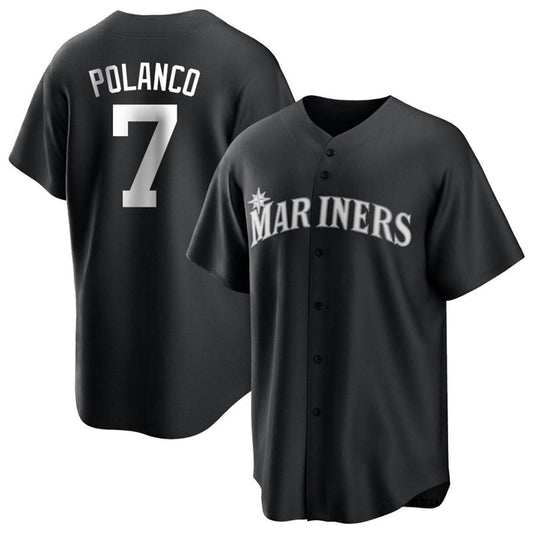 S.Mariners #7 Jorge Polanco Player Black Replica Game Baseball Jerseys