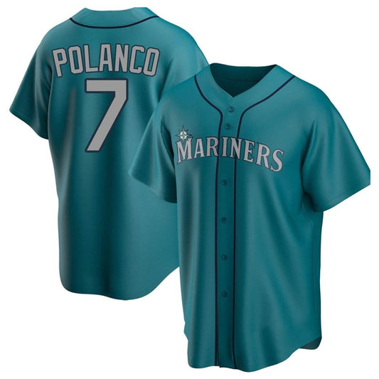 S.Mariners #7 Jorge Polanco Player Teal Replica Game Baseball Jerseys