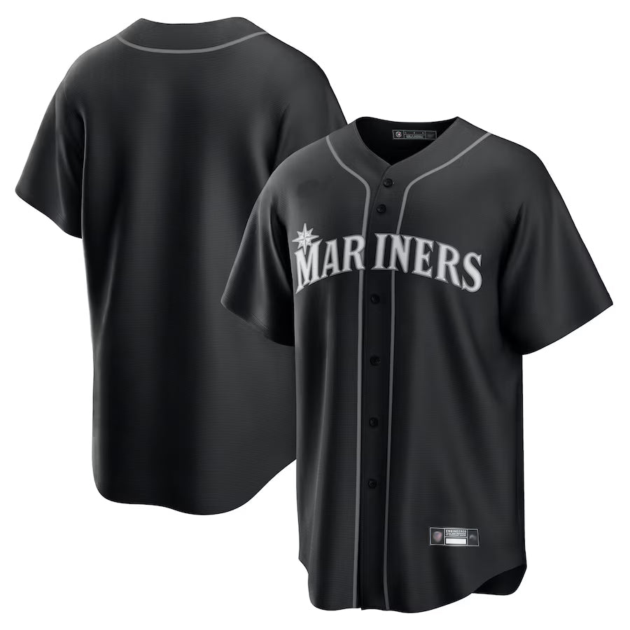 S.Mariners Blank Player Black Lights Out Replica Baseball Jerseys