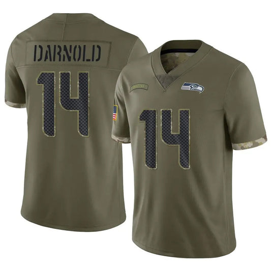 S.Seahawks #14 Sam Darnold Player Salute to Service Olive Football Jerseys
