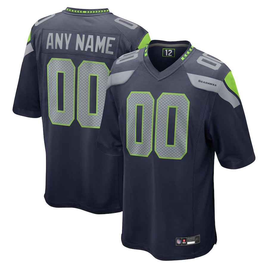 S.Seahawks Home Game Football Jerseys - Navy - Custom