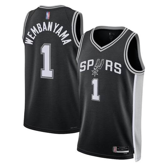 SA.Spurs #1 Victor Wembanyama Player Black Swingman Icon Edition Basketball Jerseys