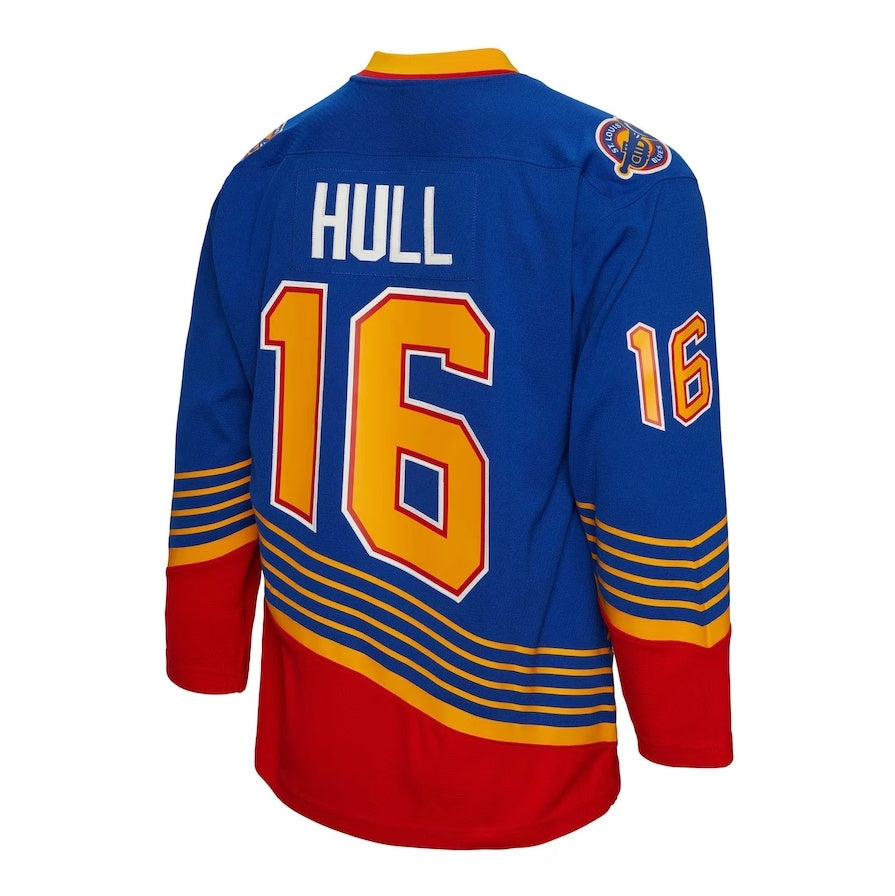 St. L.Blues #16 Brett Hull Mitchell & Ness 1995-96 Blue Line Player Jersey - Blue Stitched American Hockey Jerseys