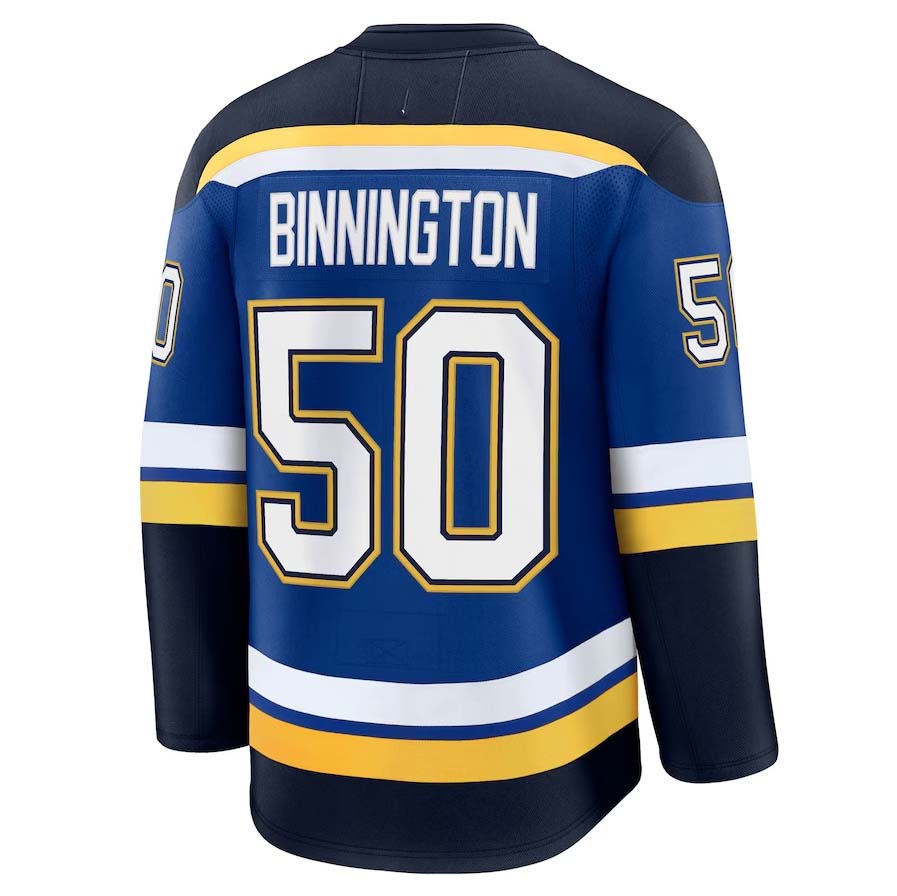 St. L.Blues #50 Jordan Binnington Player Fanatics Home Premium Jersey - Blue Stitched American Hockey Jerseys