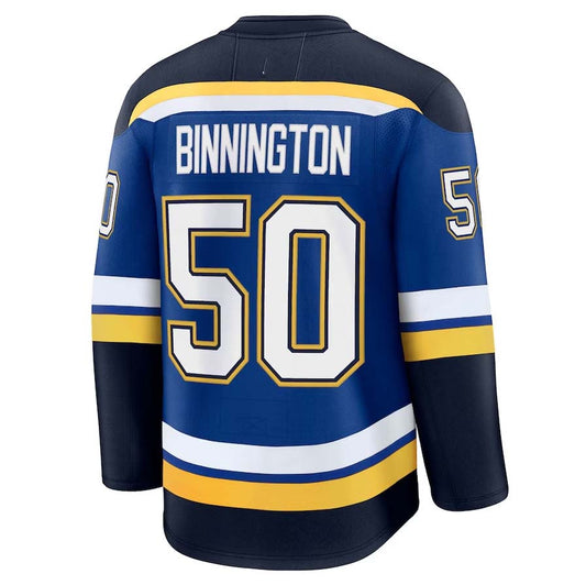 St. L.Blues #50 Jordan Binnington Player Fanatics Home Premium Jersey - Blue Stitched American Hockey Jerseys