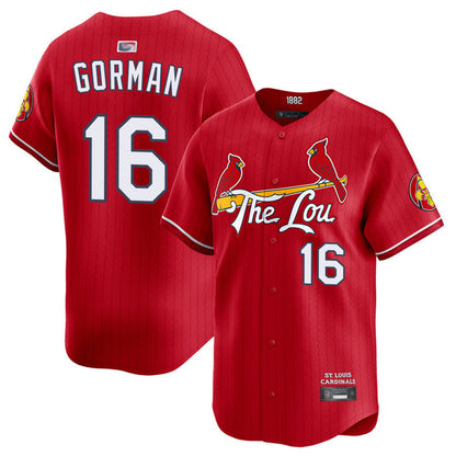 St.Louis Cardinals #16 Nolan Gorman Player City Connect Limited Red Home Baseball Jerseys