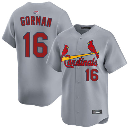 St.Louis Cardinals #16 Nolan Gorman Player Gray Limited Baseball Jerseys