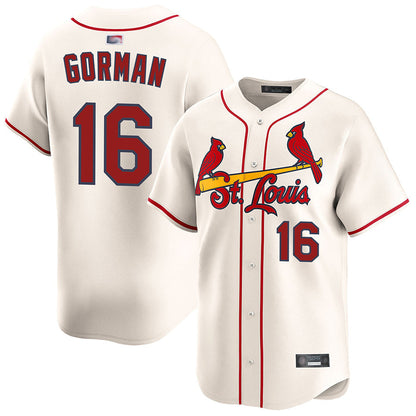 St.Louis Cardinals #16 Nolan Gorman Player Limited Cream Home Baseball Jerseys