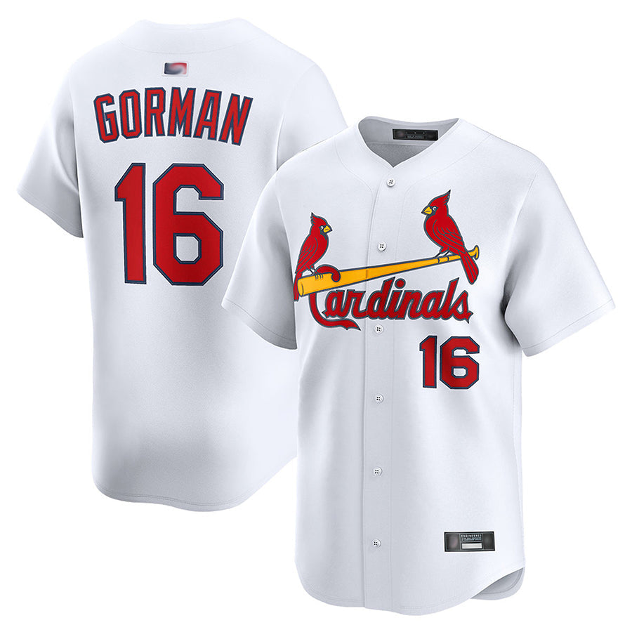 St.Louis Cardinals #16 Nolan Gorman Player White Limited Home Baseball Jerseys