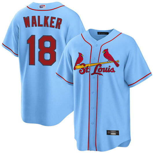 St.Louis Cardinals #18 Jordan Walker Player Light Blue Replica Baseball Jerseys