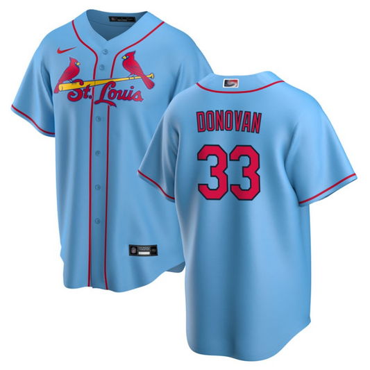 St.Louis Cardinals #33 Brendan Donovan Player Light Blue Home Replica Baseball Jerseys