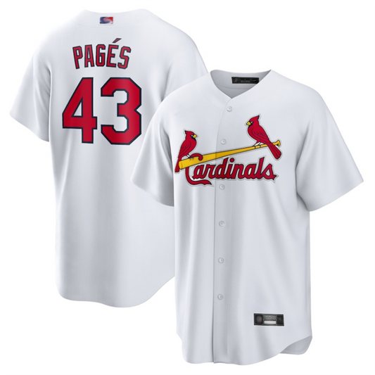 St.Louis Cardinals #43 Pedro Pag¡§|s Player White Home Replica Baseball Jerseys