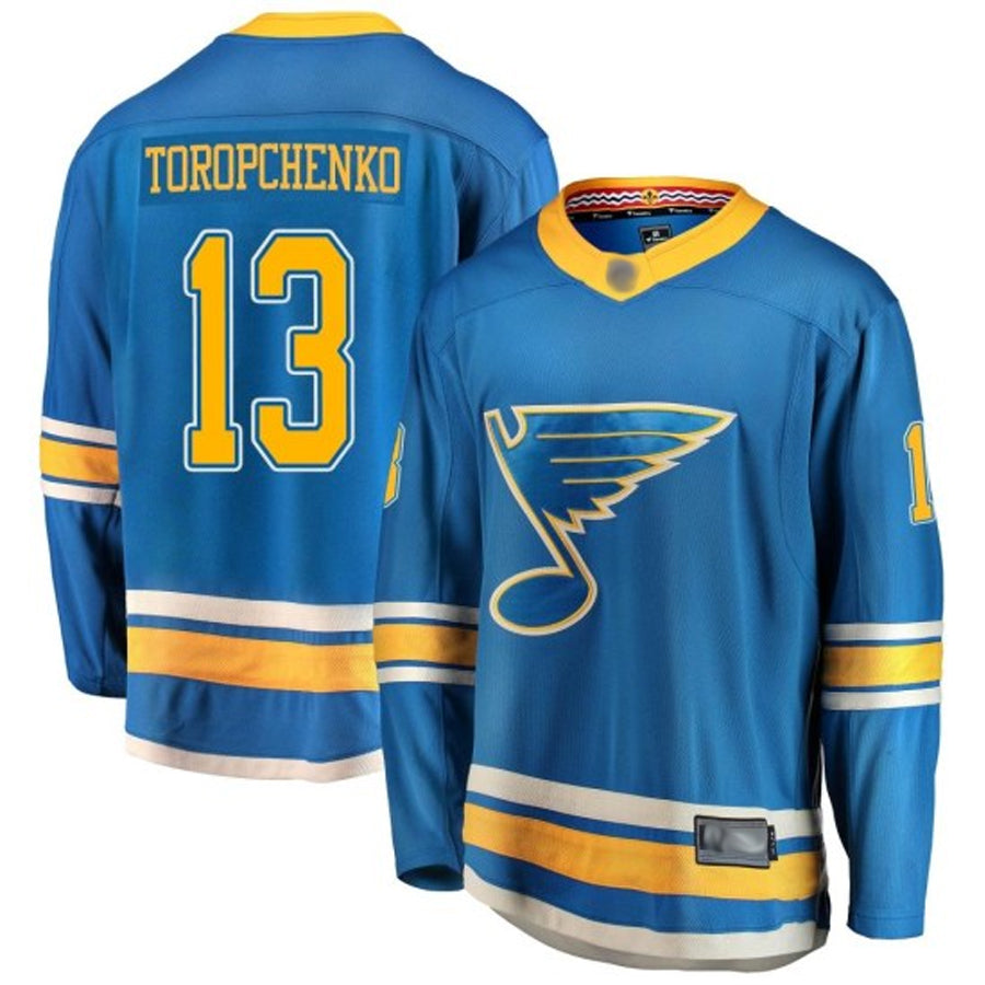 St. L.Blues #13 Alexey Toropchenko Player Fanatics Alternate Premium Blue Hockey Jerseys