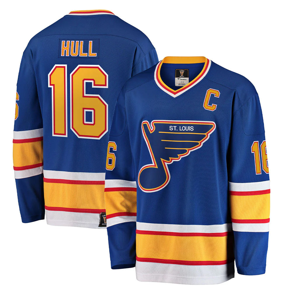 St. L.Blues #16 Brett Hull Player Fanatics Heritage Breakaway Blue Hockey Jerseys