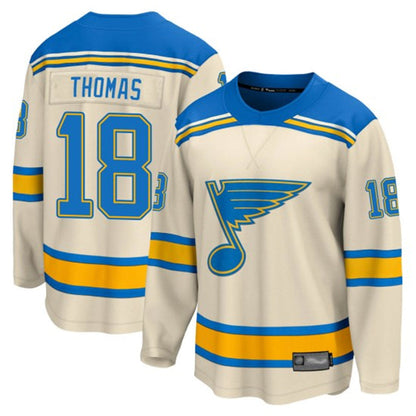St. L.Blues #18 Robert Thomas Player Cream Classic Breakaway Hockey Jerseys