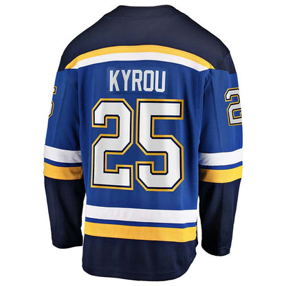 St. L.Blues #25 Jordan Kyrou Player BLUE Home Hockey Jerseys