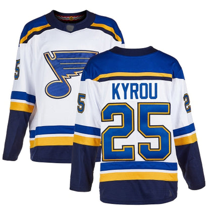 St. L.Blues #25 Jordan Kyrou Player Fanatics Home Breakaway White Hockey Jerseys