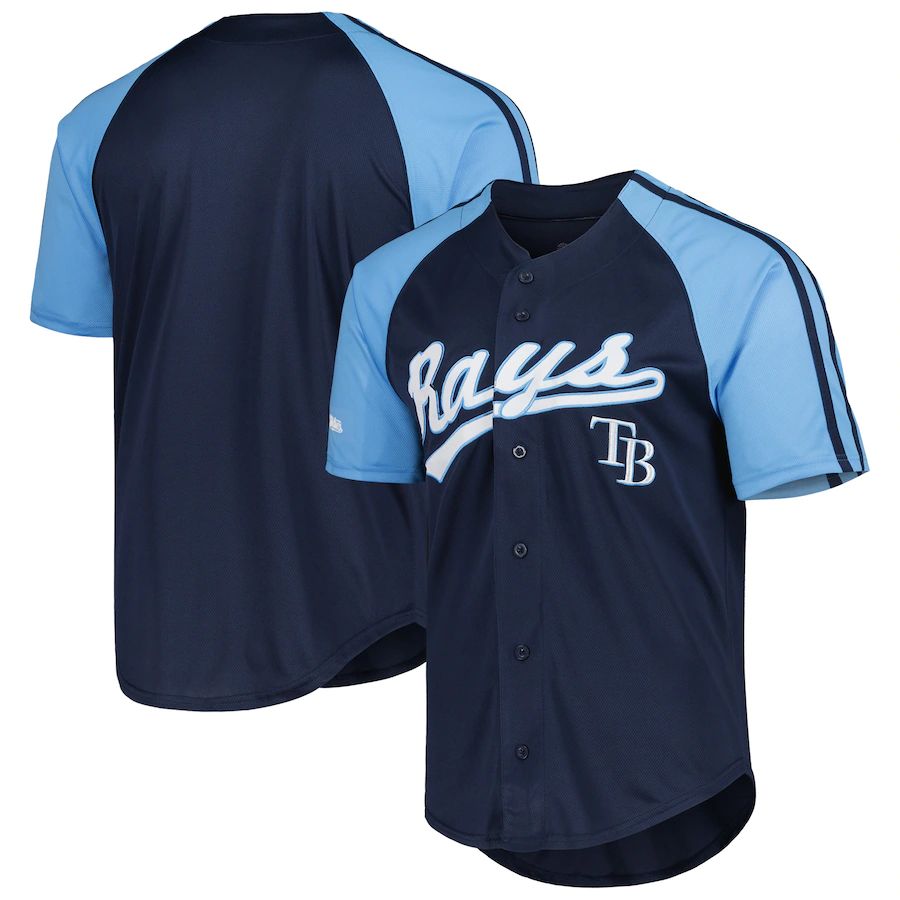 TB.Rays Blank Player Stitches Navy Team Button-Down Raglan Replica Baseball Jerseys