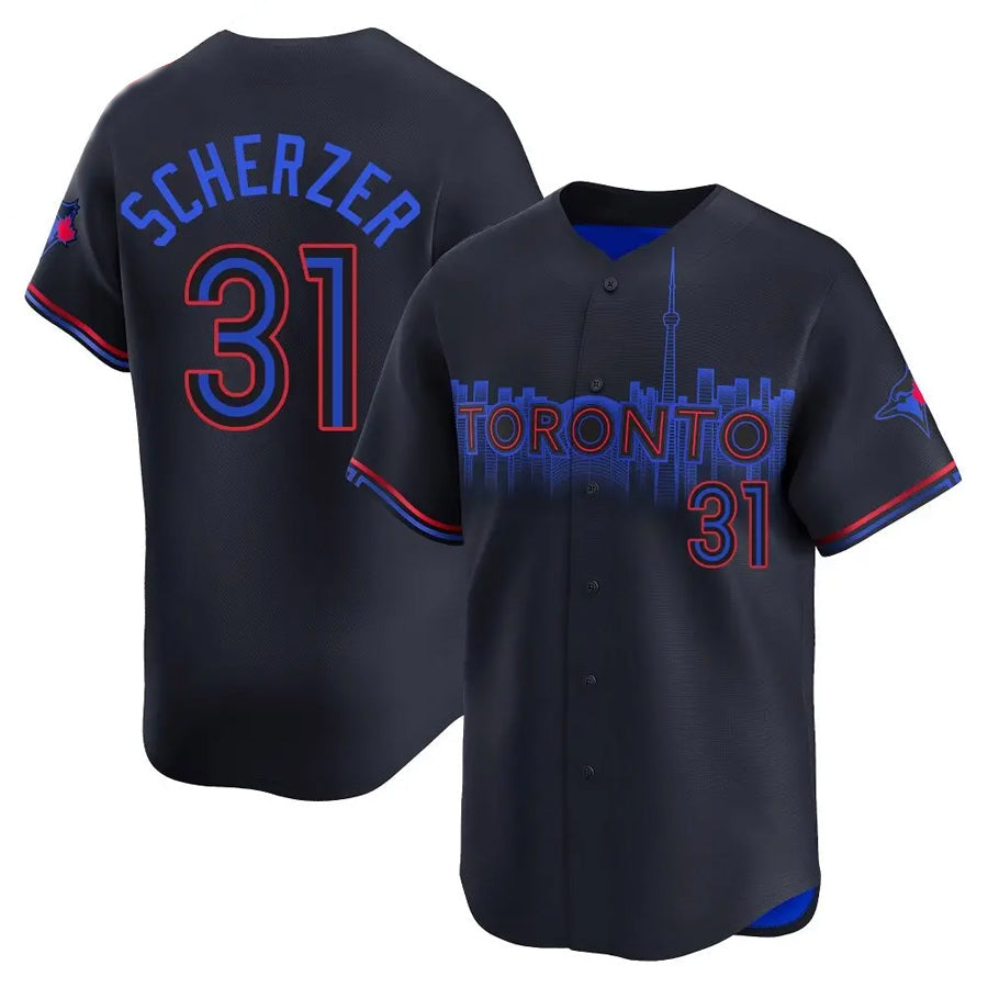 T.Blue Jays #31 Max Scherzer Player Black Limited City Connect Baseball Jerseys