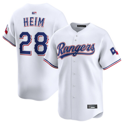 T.Rangers #28 Jonah Heim Player White Limited Baseball Jerseys