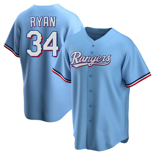 T.Rangers #34 Nolan Ryan Player Light Blue Replica Baseball Jerseys