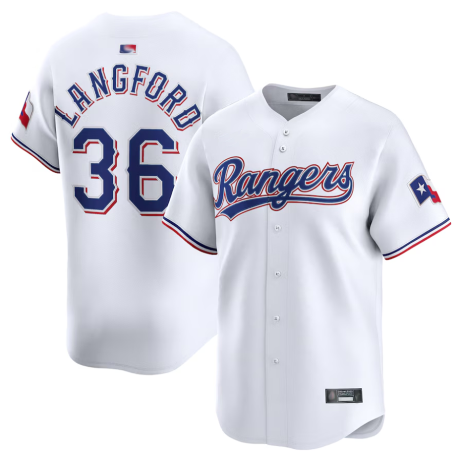 T.Rangers #36 Wyatt Langford Player White Home Limited Baseball Jerseys