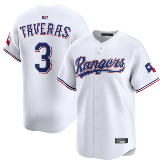 T.Rangers #3 Leody Taveras Player White Limited Baseball Jerseys