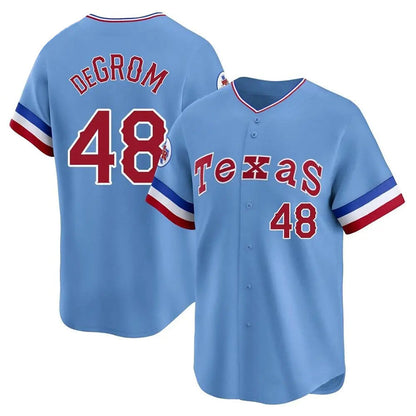T.Rangers #48 Jacob DeGrom Player Light Blue City Connect Replica Baseball Jerseys
