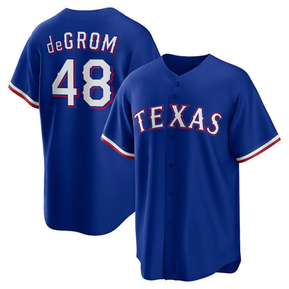 T.Rangers #48 Jacob deGrom Player Royal Replica Baseball Jerseys