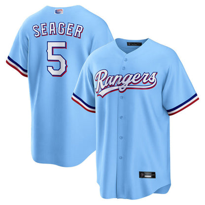 T.Rangers #5 Corey Seager Player Light Blue Replica Home Baseball Jerseys