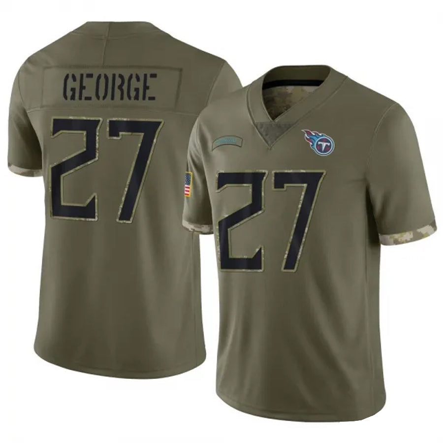 T.Titans #27 Eddie George Player Olive Salute To Service Limited Football Jerseys