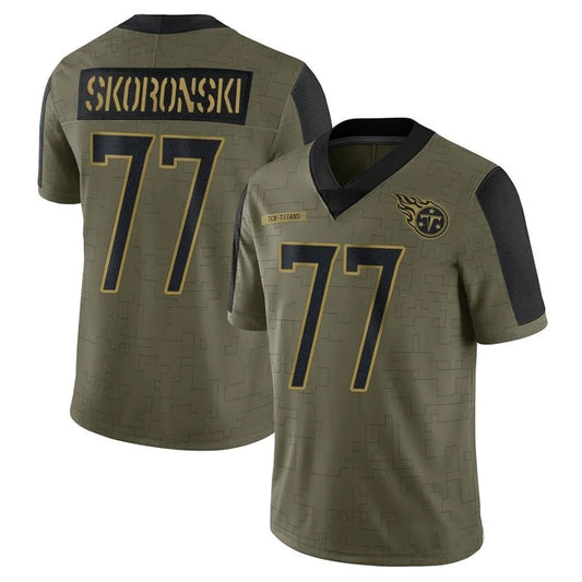 T.Titans #77 Peter Skoronski Player Olive Salute To Service Limited Football Jerseys