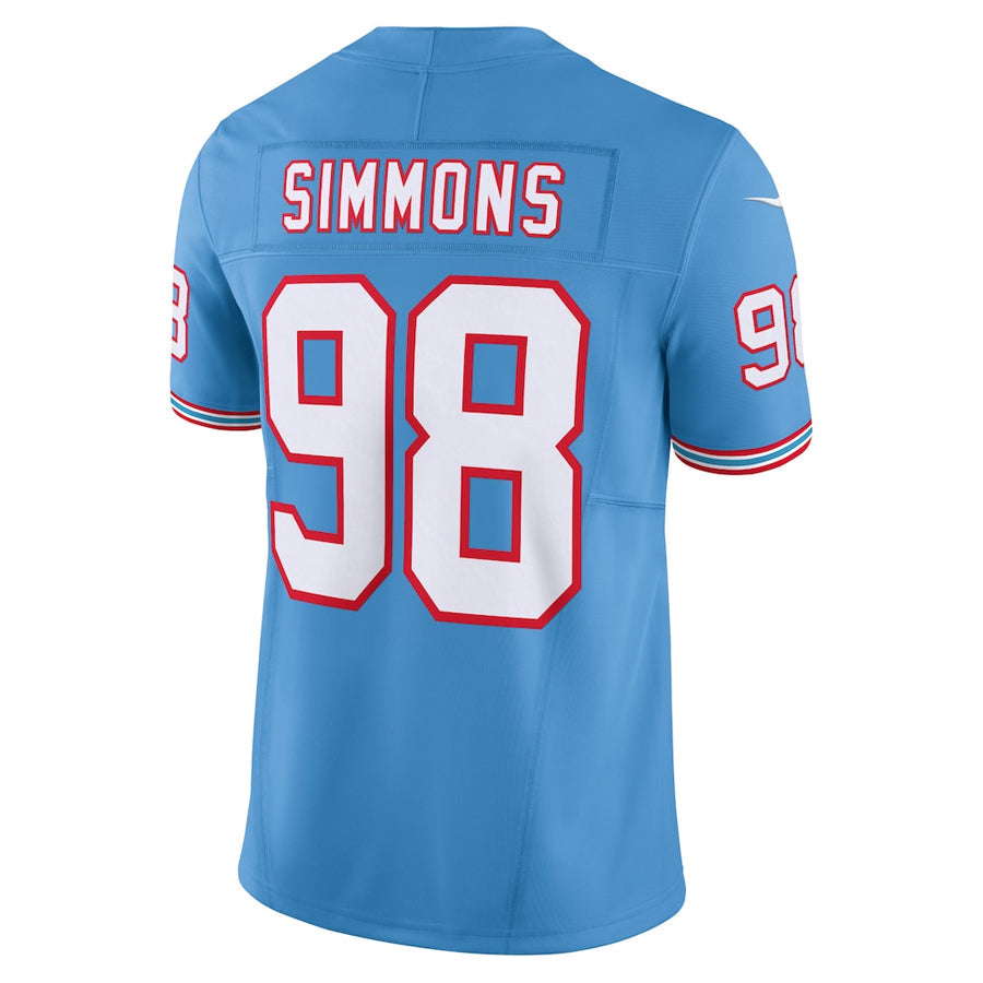 T.Titans #98 Jeffery Simmons Player Light Blue Vapor F.U.S.E. Limited Football Jerseys