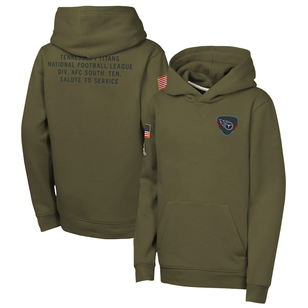 T.Titans Player Olive Salute to Service Club Fleece Hoodie Football Jerseys