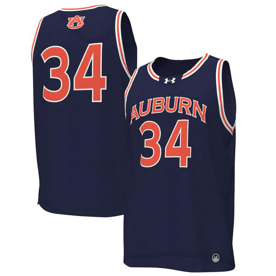 Under Armour #34 Navy Auburn Tigers Replica Basketball Jerseys -College Jersey