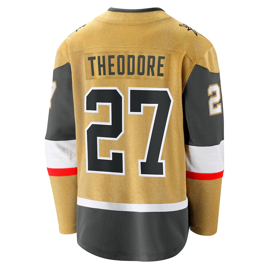 V.Golden Knights #27 Shea Theodore Player Fanatics Home Breakaway Gold Hockey Jersey