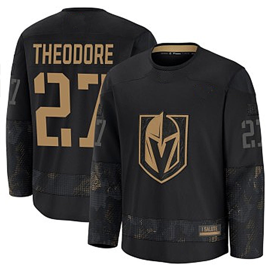 V.Golden Knights #27 Shea Theodore Player Premium Black Military Appreciation Hockey Jerseys
