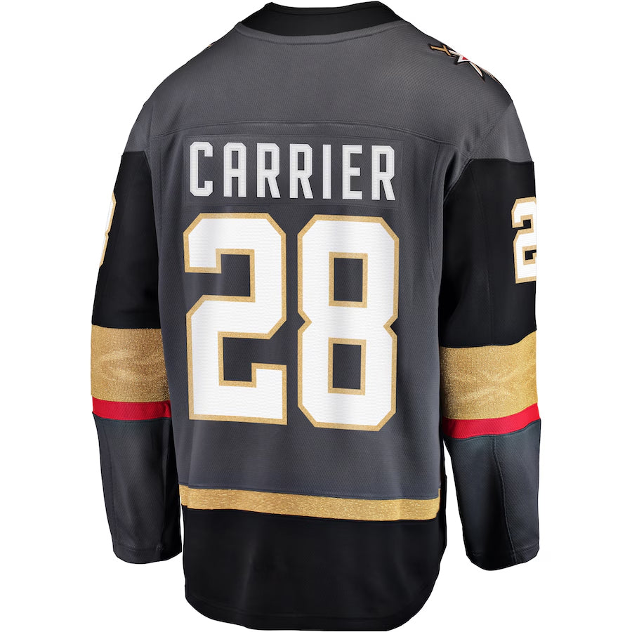 V.Golden Knights #28 William Carrier Player Fanatics Home Breakaway Gray Hockey Jerseys