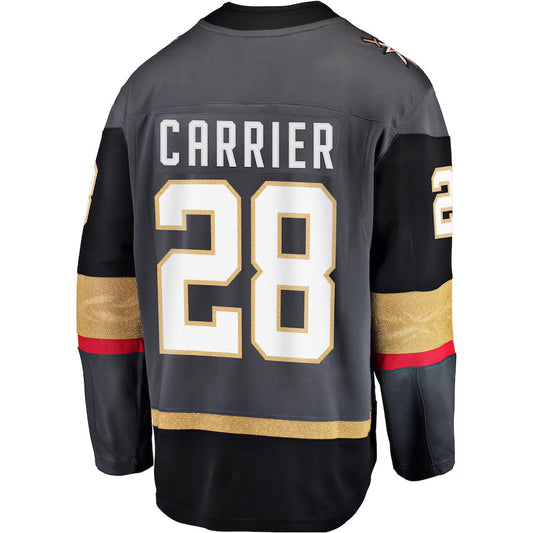 V.Golden Knights #28 William Carrier Player Fanatics Home Breakaway Gray Hockey Jerseys