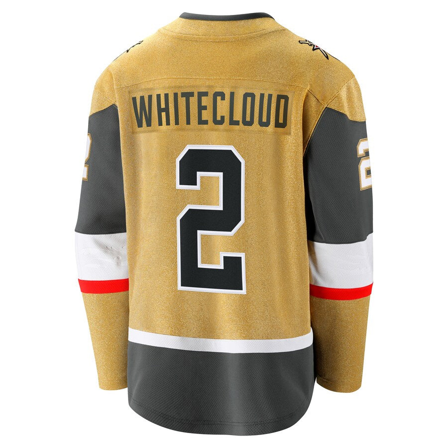 V.Golden Knights #2 Zach Whitecloud Player Fanatics Home Breakaway Gold Hockey Jerseys