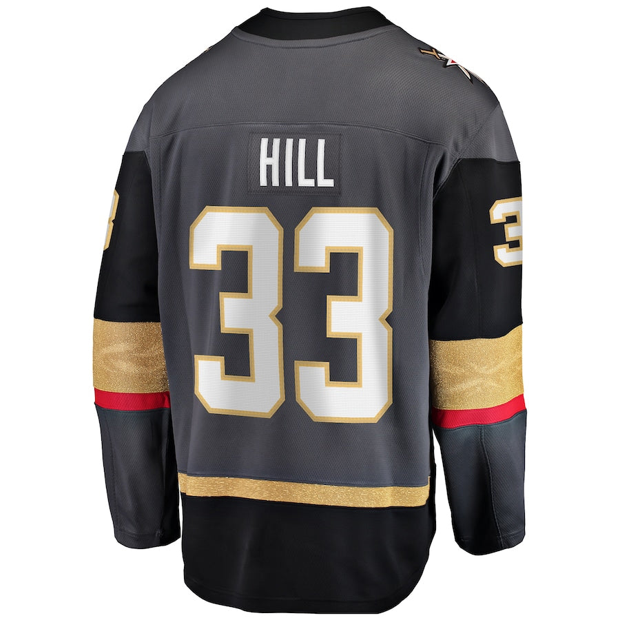 V.Golden Knights #33 Adin Hill Player Fanatics Breakaway Gray Hockey Jerseys