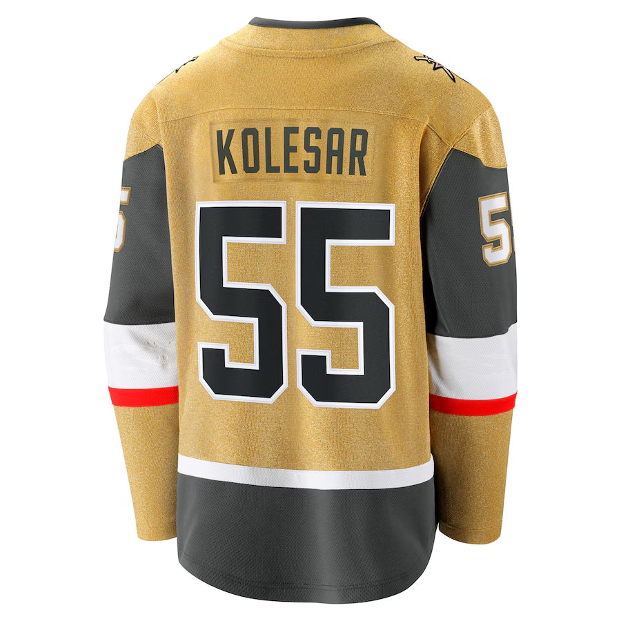 V.Golden Knights #55 Keegan Kolesar Player Fanatics Home Breakaway Gold Hockey Jerseys